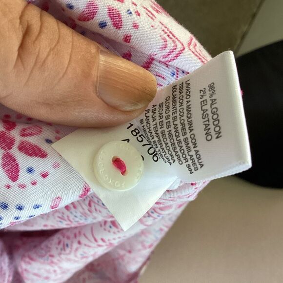 Foxcroft Easy Care Poplin 3/4 Length Flip Cuff Sleeve Blouse Women’s Large Stret - Picture 9 of 9